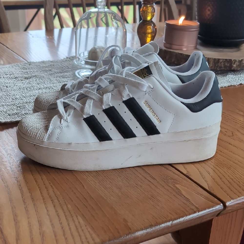 Adidas White and Black Platform Sneakers